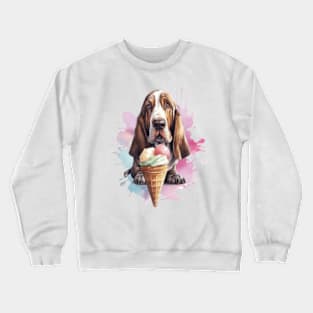 Cute dog basset hound ice cream Crewneck Sweatshirt